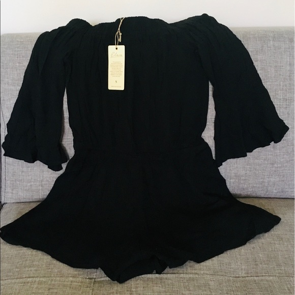 NEW Off Shoulder Black Romper - Picture 2 of 3